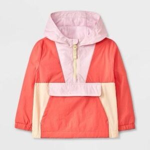 Cat & Jack Toddler Girls Solid Colorblock Anorak Jacket, 2T, Pink
